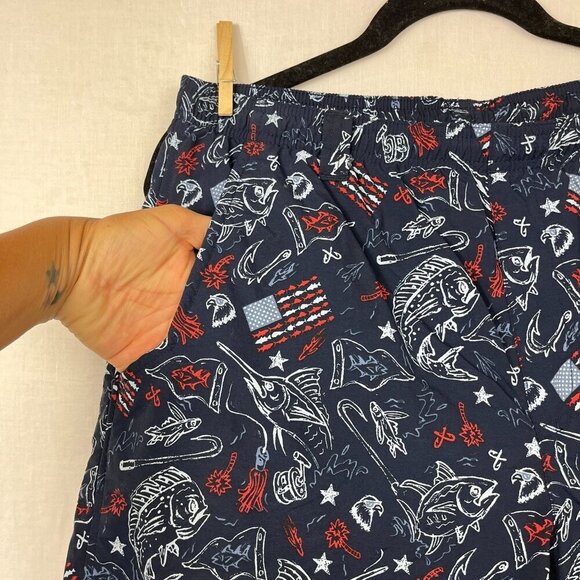 Columbia PFG Pull On Swim Trunks Mesh Liner Mens M Patriotic Performance Navy - Picture 2 of 14